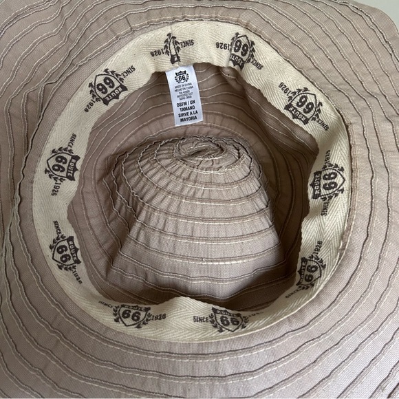 Route 66 Tan Cotton Canvas Sun Hat with Ropes and Beads One Size Fits Most - Picture 4 of 4